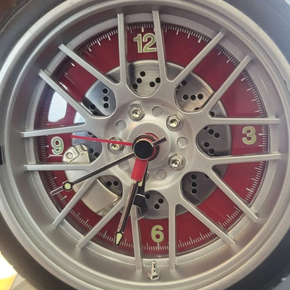 Tire Shaped Desk Alarm Clock Missing Bottom Battery Cover